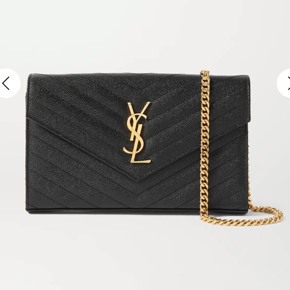 Yves Saint Laurent Black Clutch with Gold Chain - Picture 4 of 14